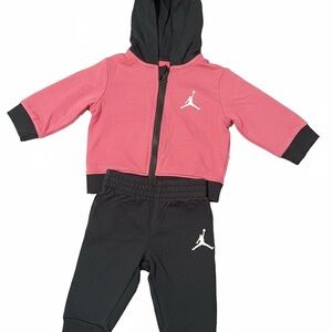 Jordan Kids Pink and Black Hoodie Set